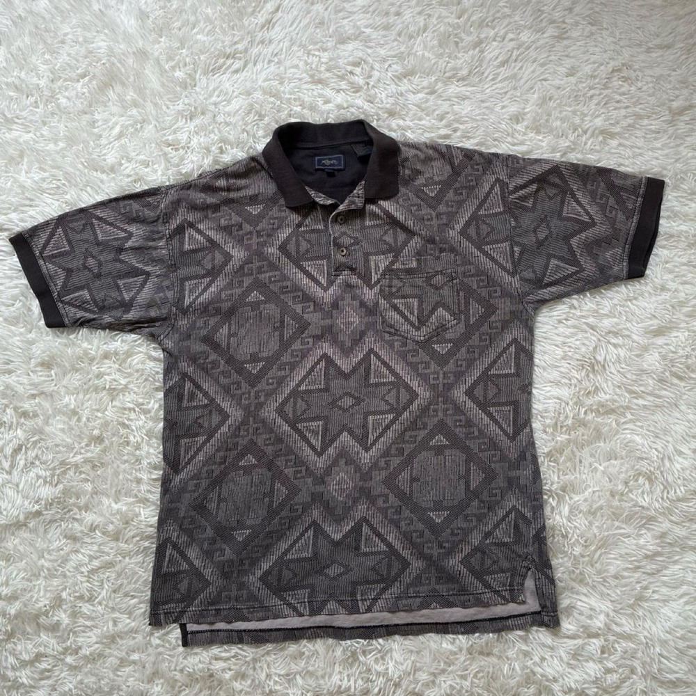 Vintage 80s 90s Roper Polo Shirt 100% Cotton Geometric Pattern Boho Western